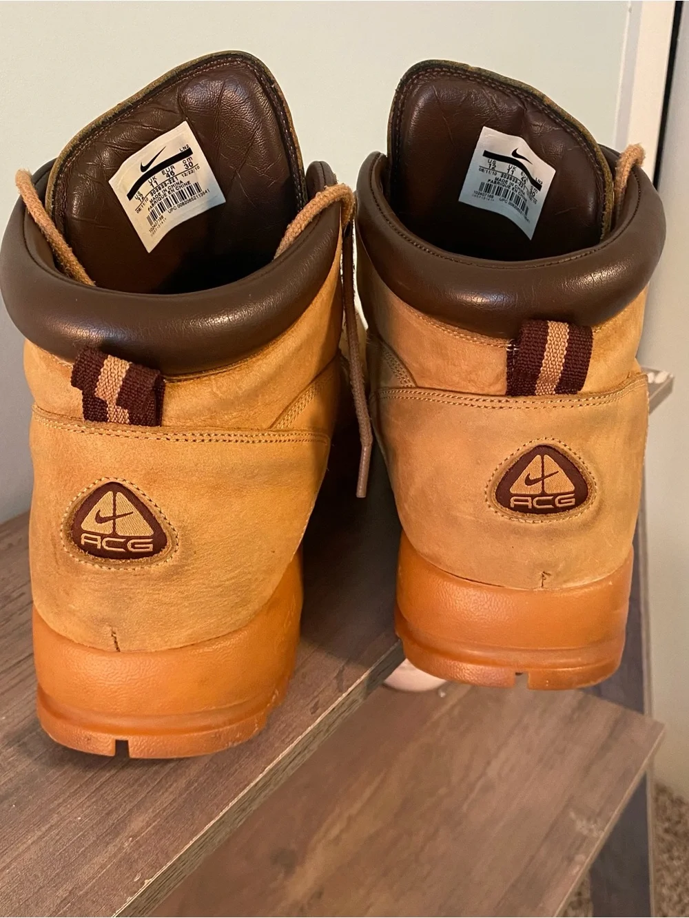 VTG Mens NIKE ACG Lace Up Hiking Combat Army Work Boots Brown Leather Size 12